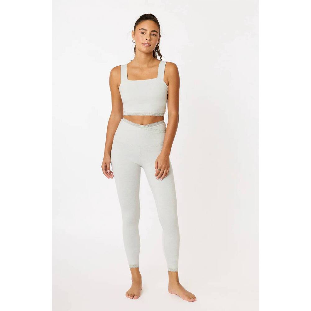 NEW CREAM YOGA lena overlap waistband leggings in snow